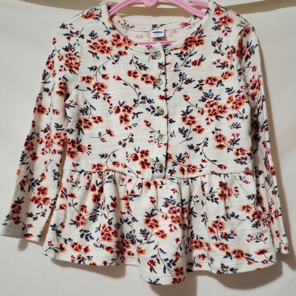 Old Navy Cream with floral pattern half button top